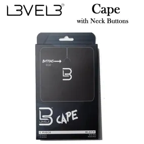 L3VEL3 Cape, Professional Cutting Cape with Neck Buttons (Black)