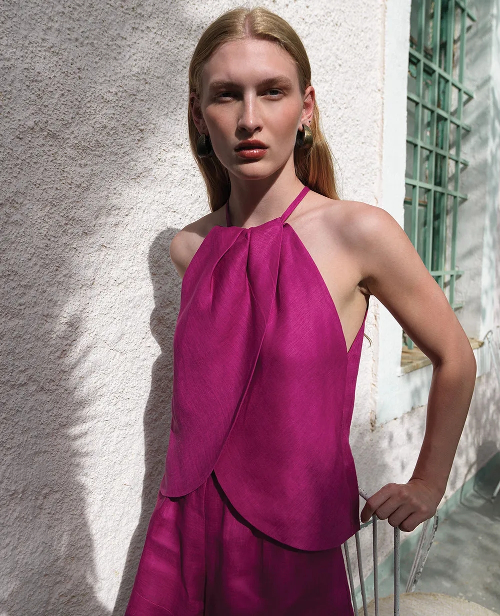 LINEN TOP "ELINA" MAGENTA