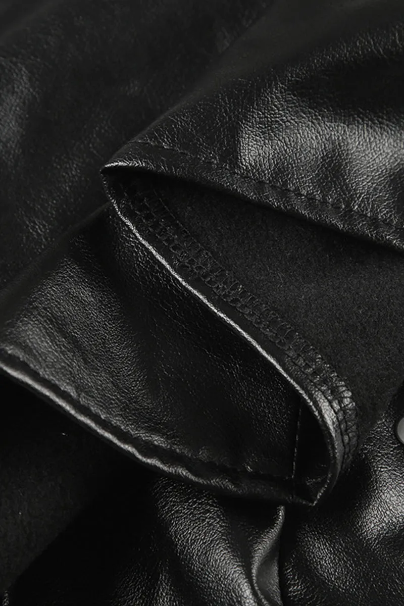 Long Sleeve Studded Sweetheart Leather Crop Jacket