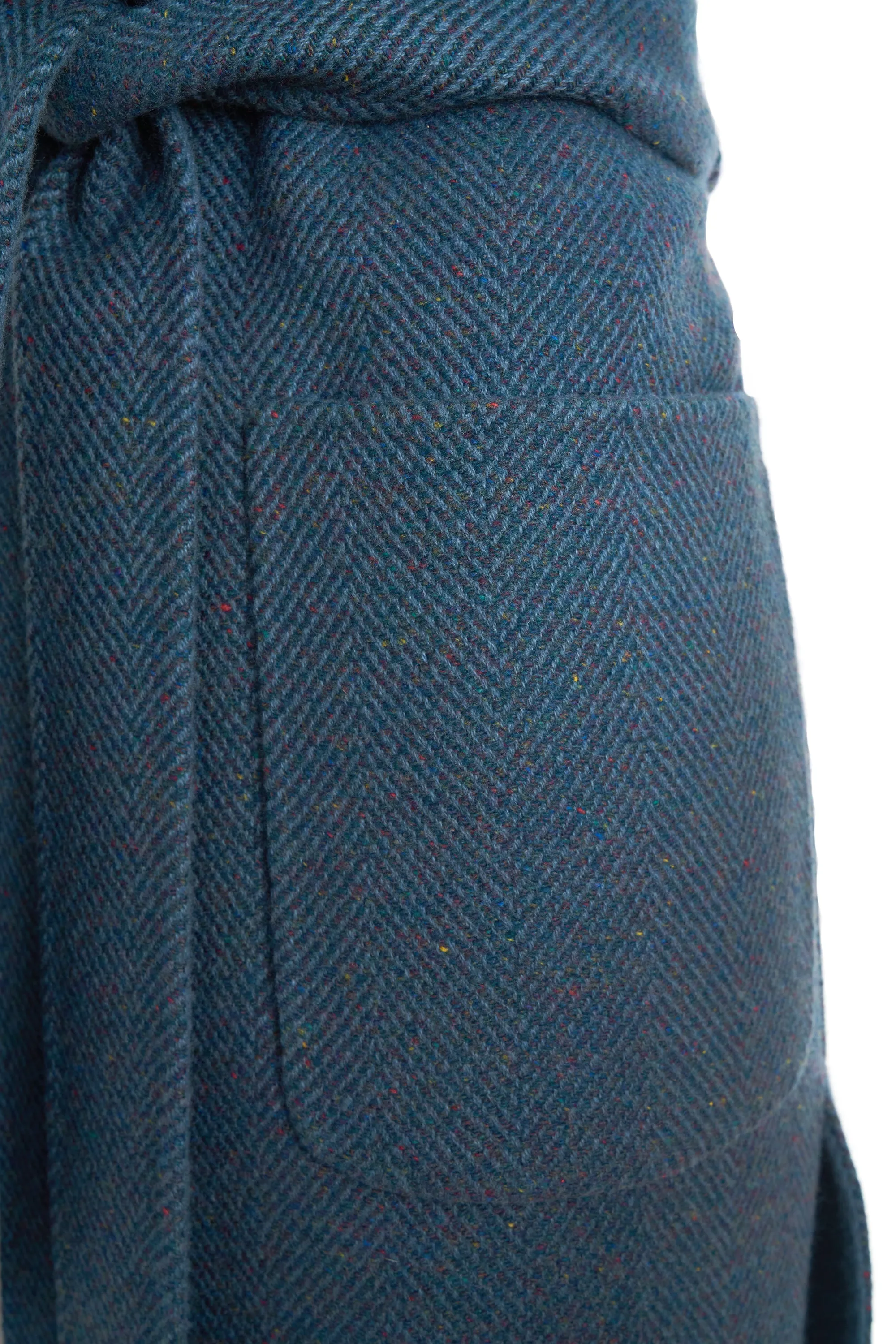 Loro Piana Blue Flame Stitch Sleeveless Cashmere Coat With Faux Fur Collar Size M