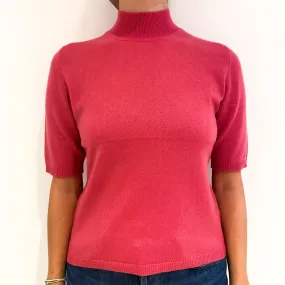 Lupin Pink Short Sleeved Cashmere Turtle Neck Jumper Medium