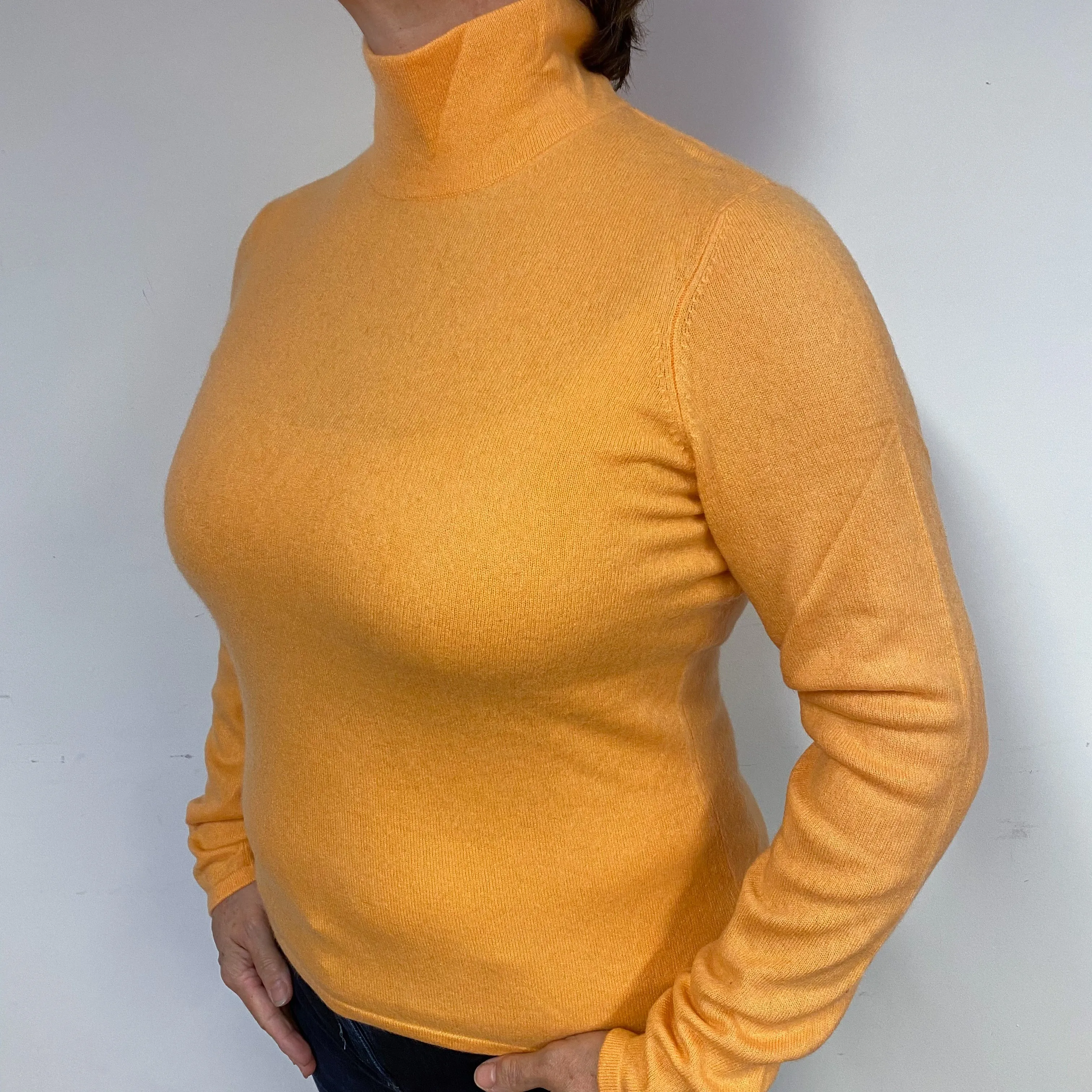 Mango Orange Cashmere Turtle Neck Jumper Large