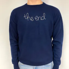Men's Navy “ the end” Cashmere Crew Neck Jumper Large