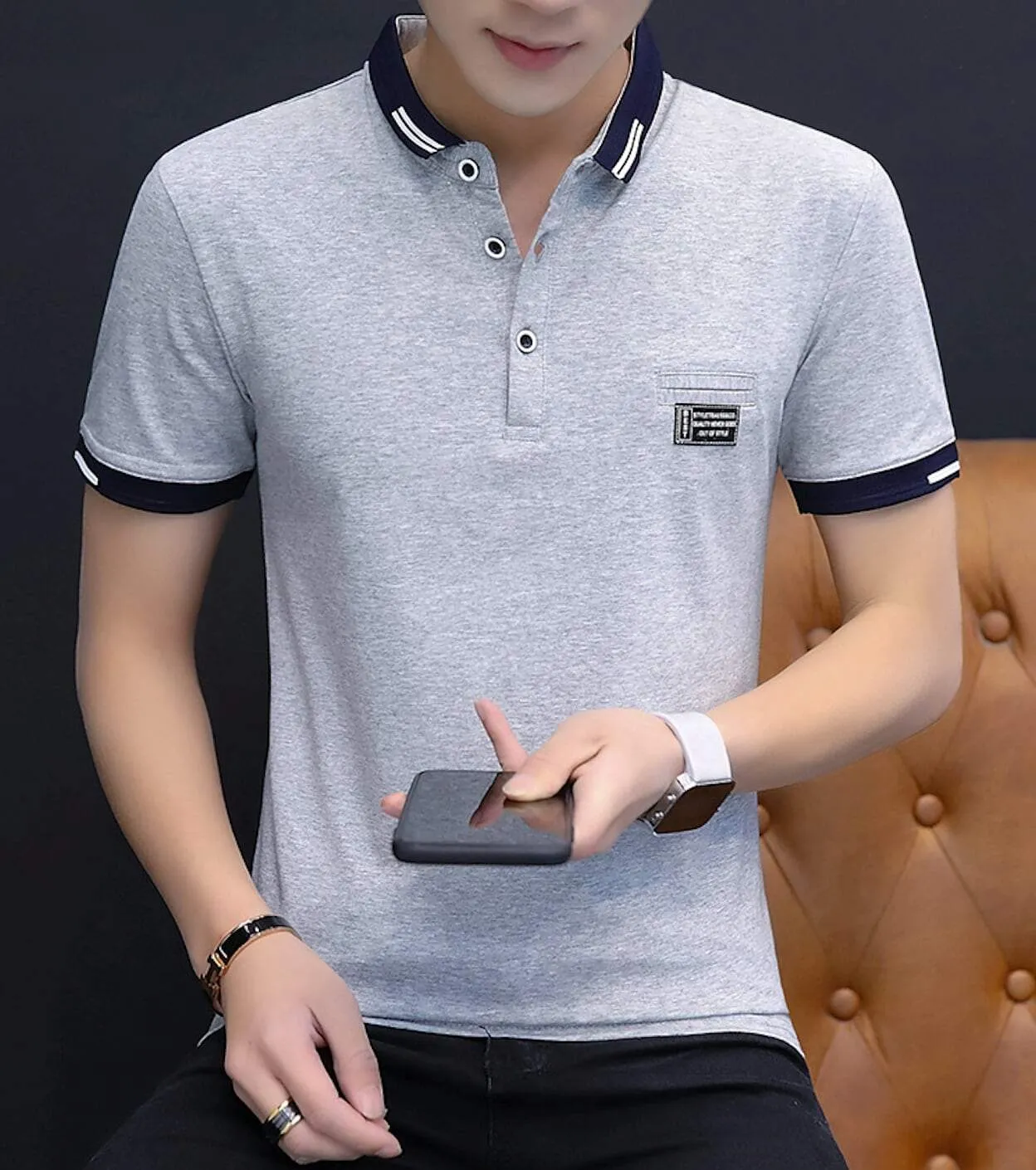 Mens Short Sleeve Polo Shirt with Logo
