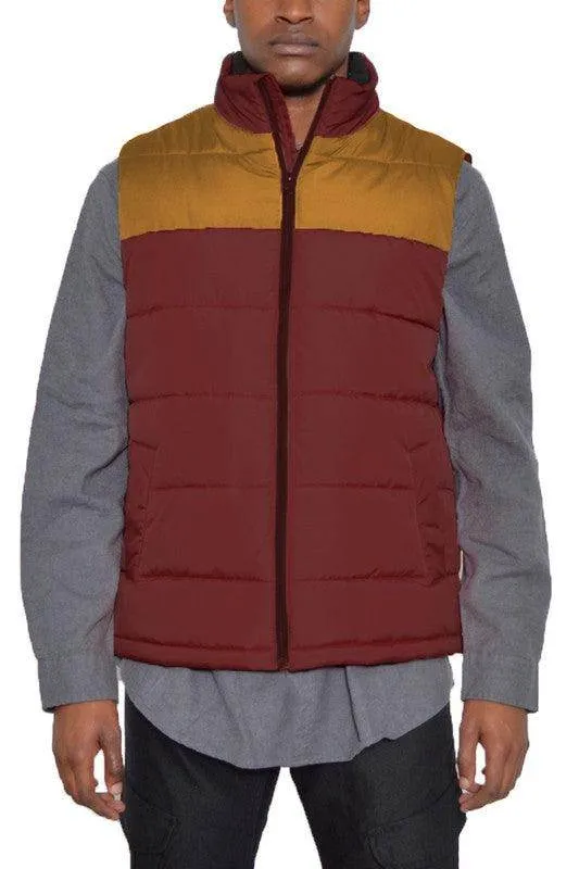 Mens Solid and Two Tone Padded Winter Vests