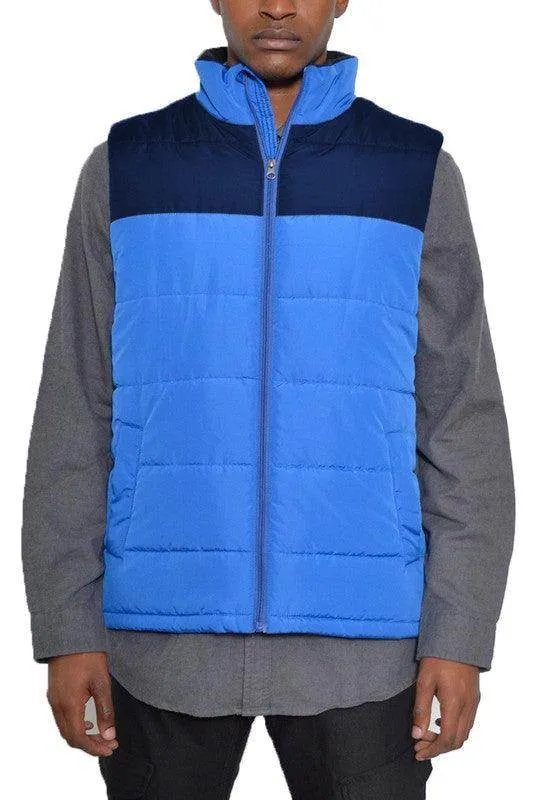 Mens Solid and Two Tone Padded Winter Vests