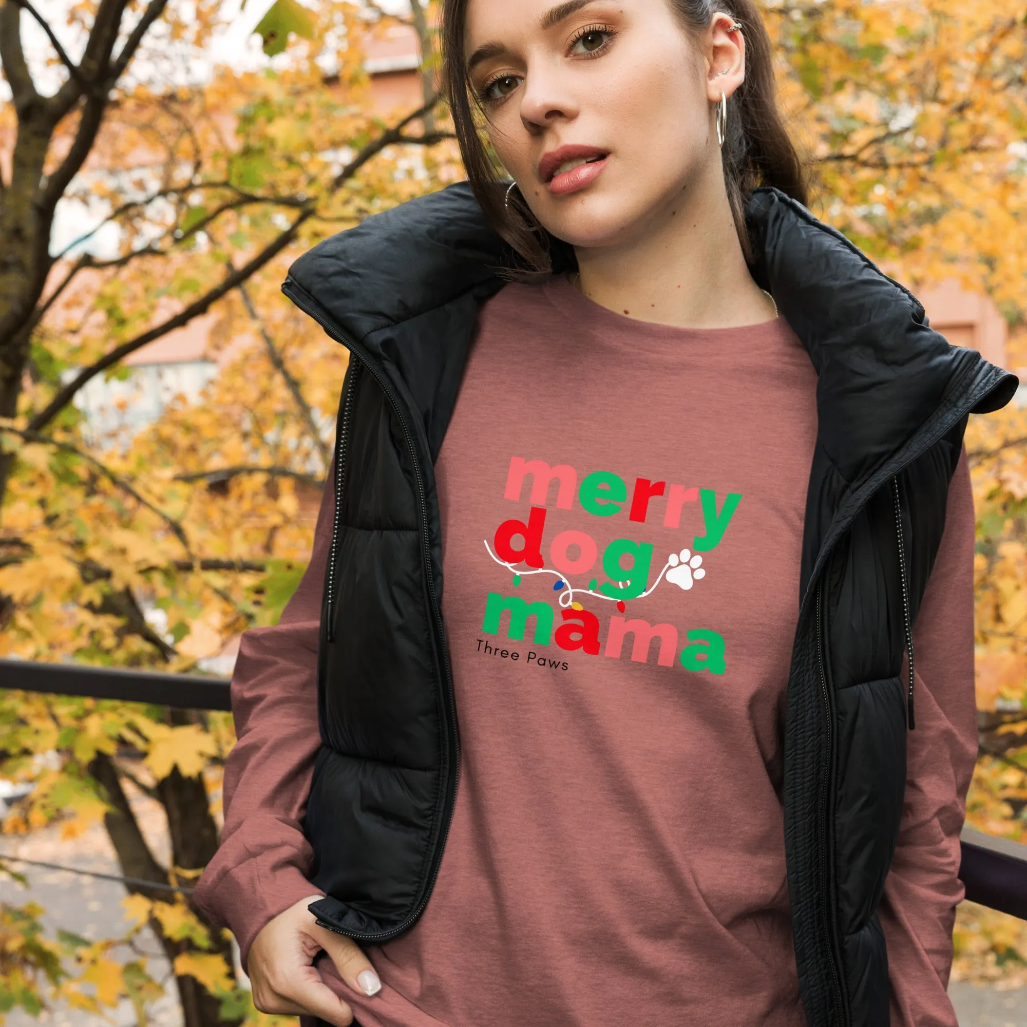 Merry Dog Mom Long Sleeve Tee