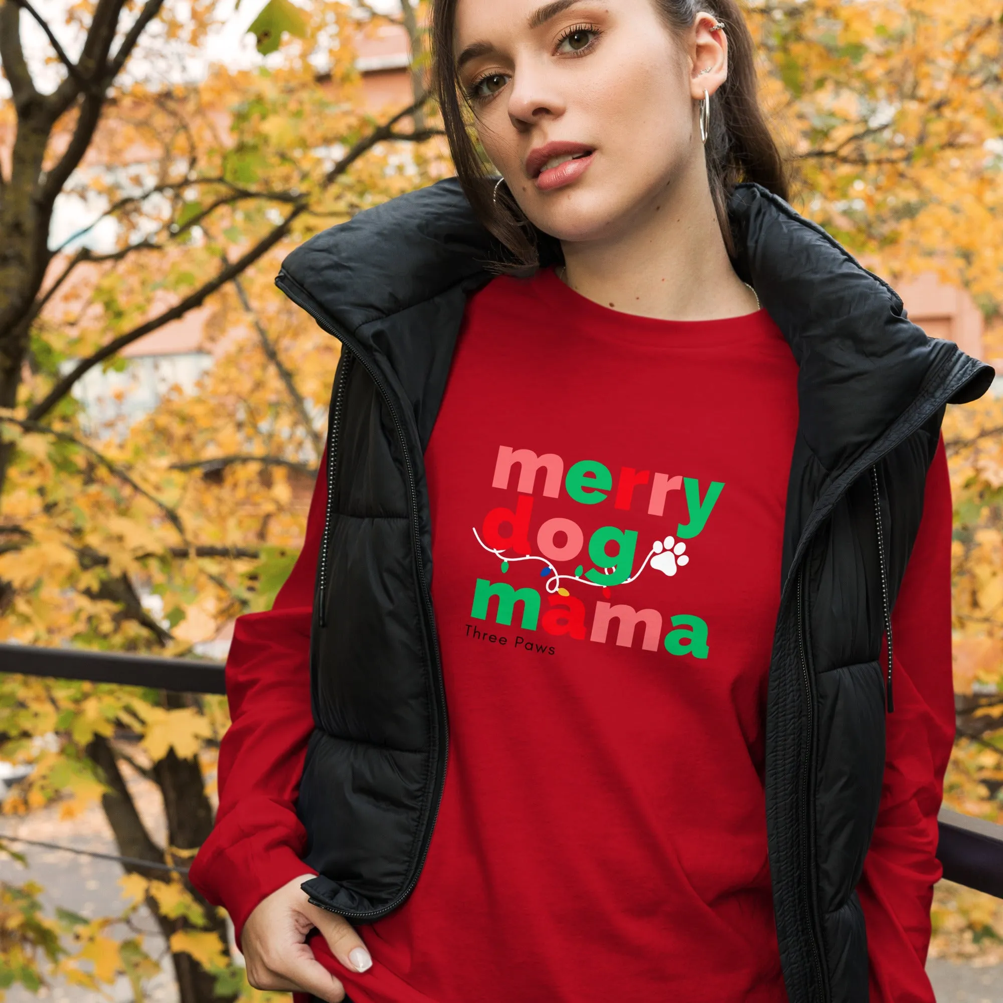 Merry Dog Mom Long Sleeve Tee
