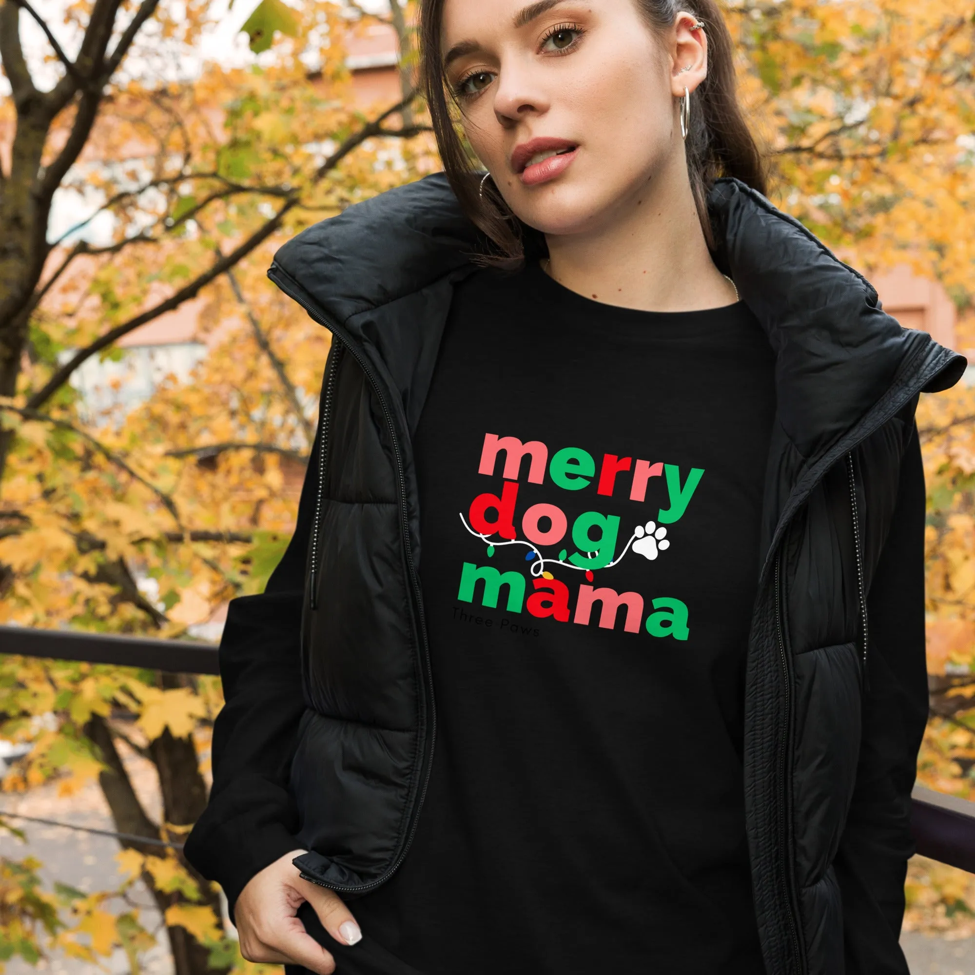 Merry Dog Mom Long Sleeve Tee