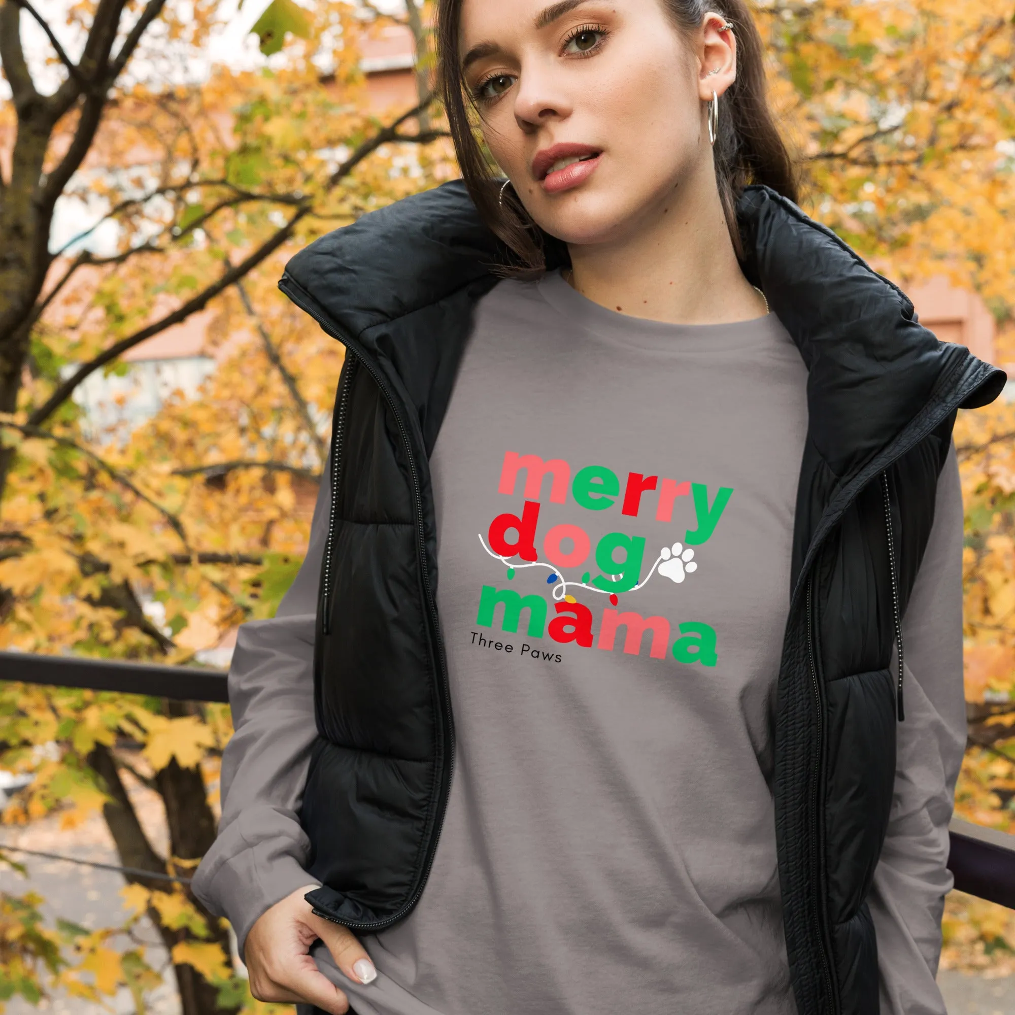 Merry Dog Mom Long Sleeve Tee
