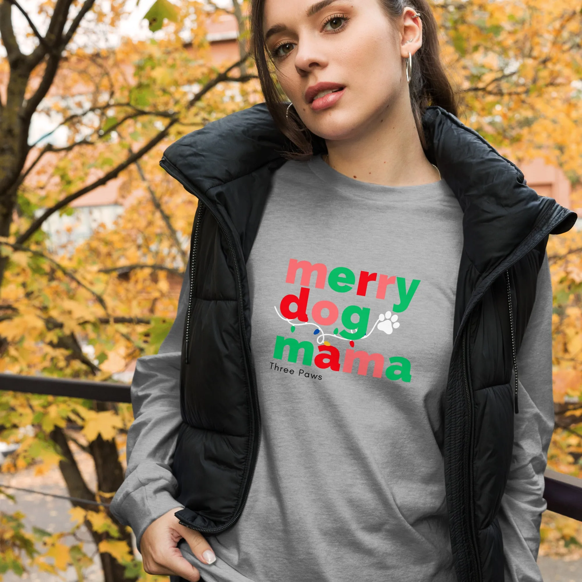 Merry Dog Mom Long Sleeve Tee