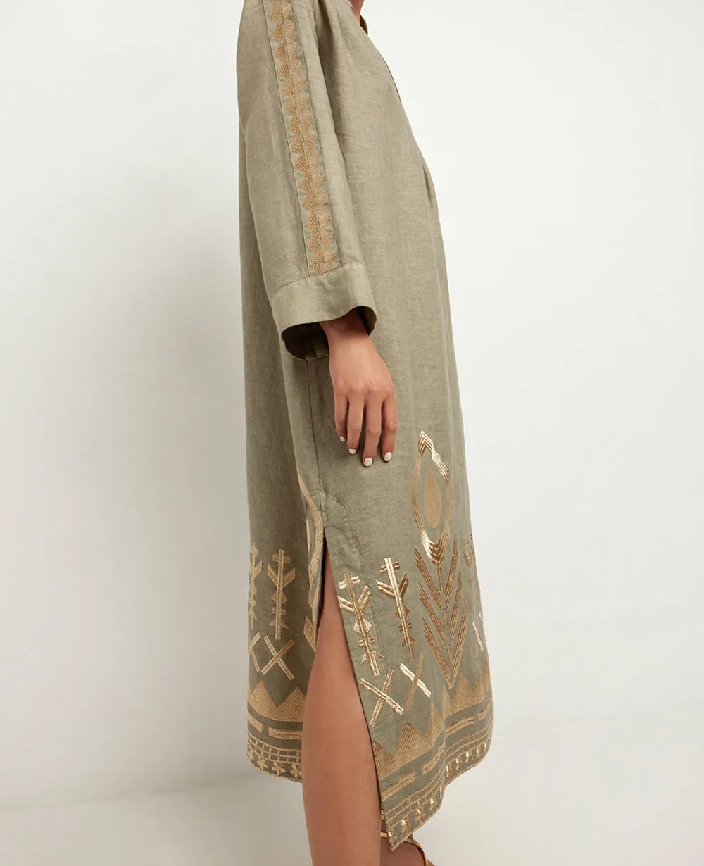 MIDI LINEN KAFTAN "FEATHER"