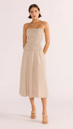MINKPINK ARTMEIS SHIRRED MIDI DRESS
