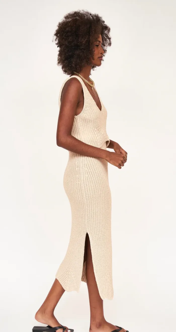 Mirth Aries Slim Knit Skirt in Shell