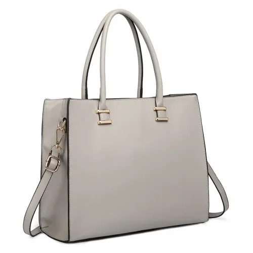Miss Lulu Leather Look Classic Square Shoulder Bag Grey - Stylish and Versatile