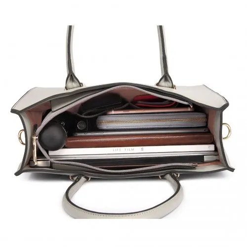 Miss Lulu Leather Look Classic Square Shoulder Bag Grey - Stylish and Versatile