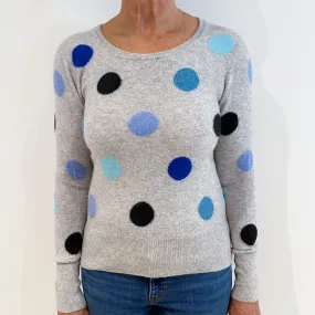Mist Grey Spotted Cashmere Crew Neck Jumper Medium