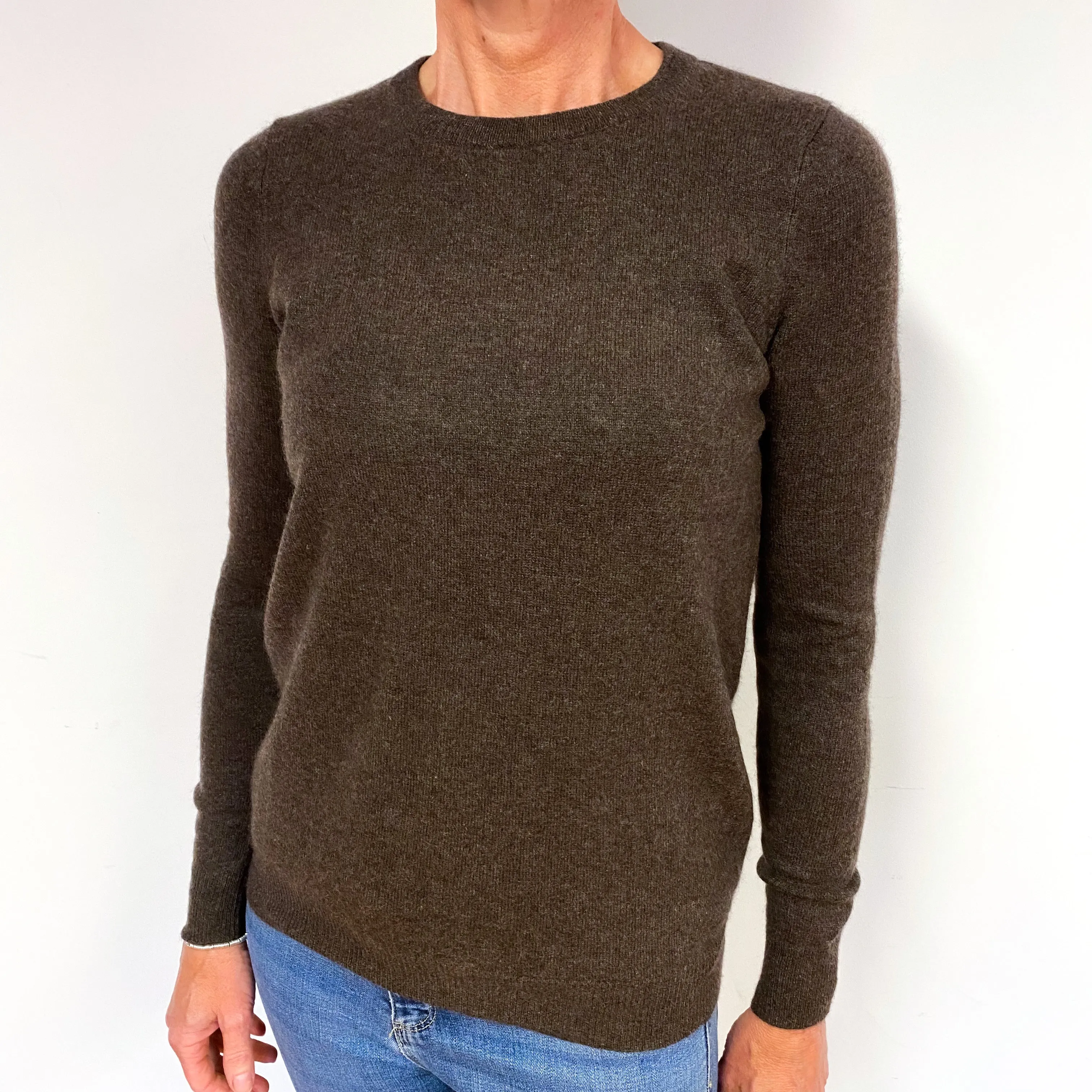 Mole Brown Cashmere Crew Neck Jumper Medium