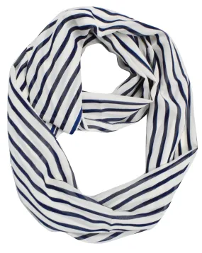 Navy/White Peach Couture Sassy Stripes Vintage Style Multi Color Light Infinity Loop Scarf