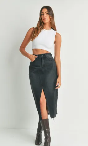 Open Slit Midi Skirt