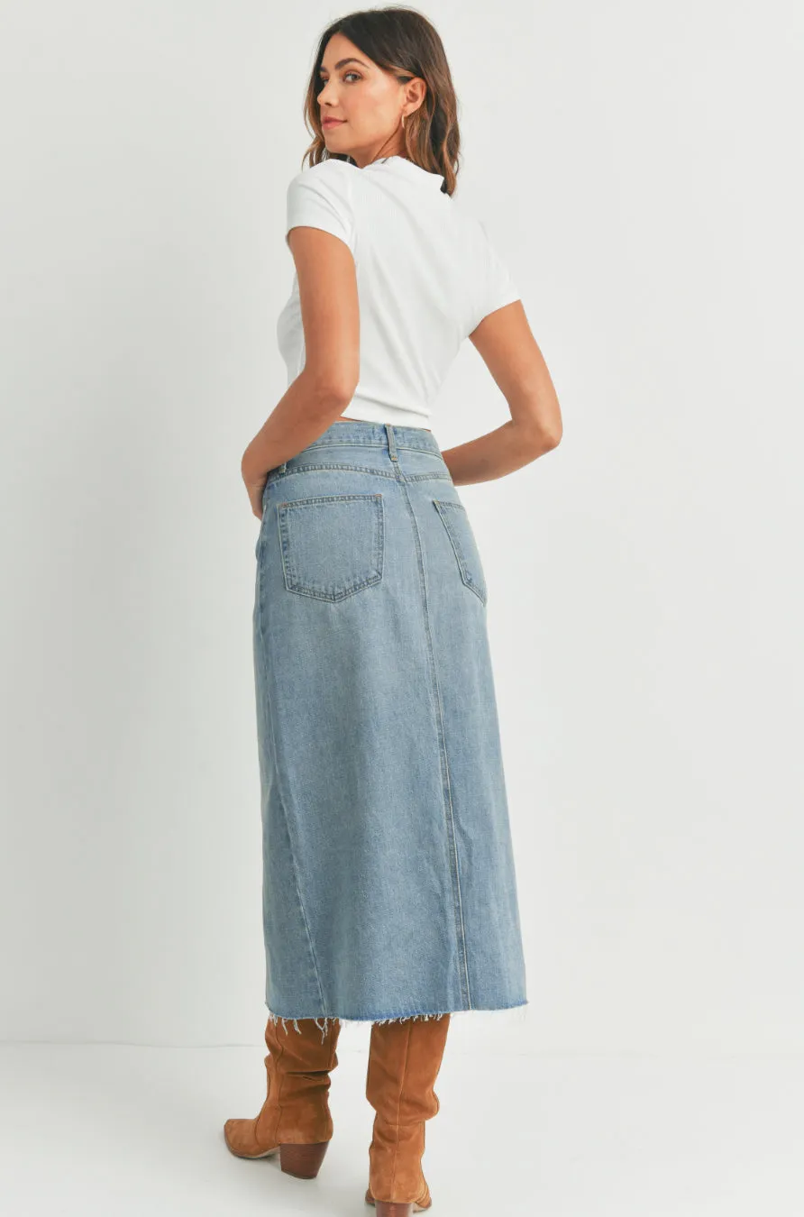 Open Slit Midi Skirt