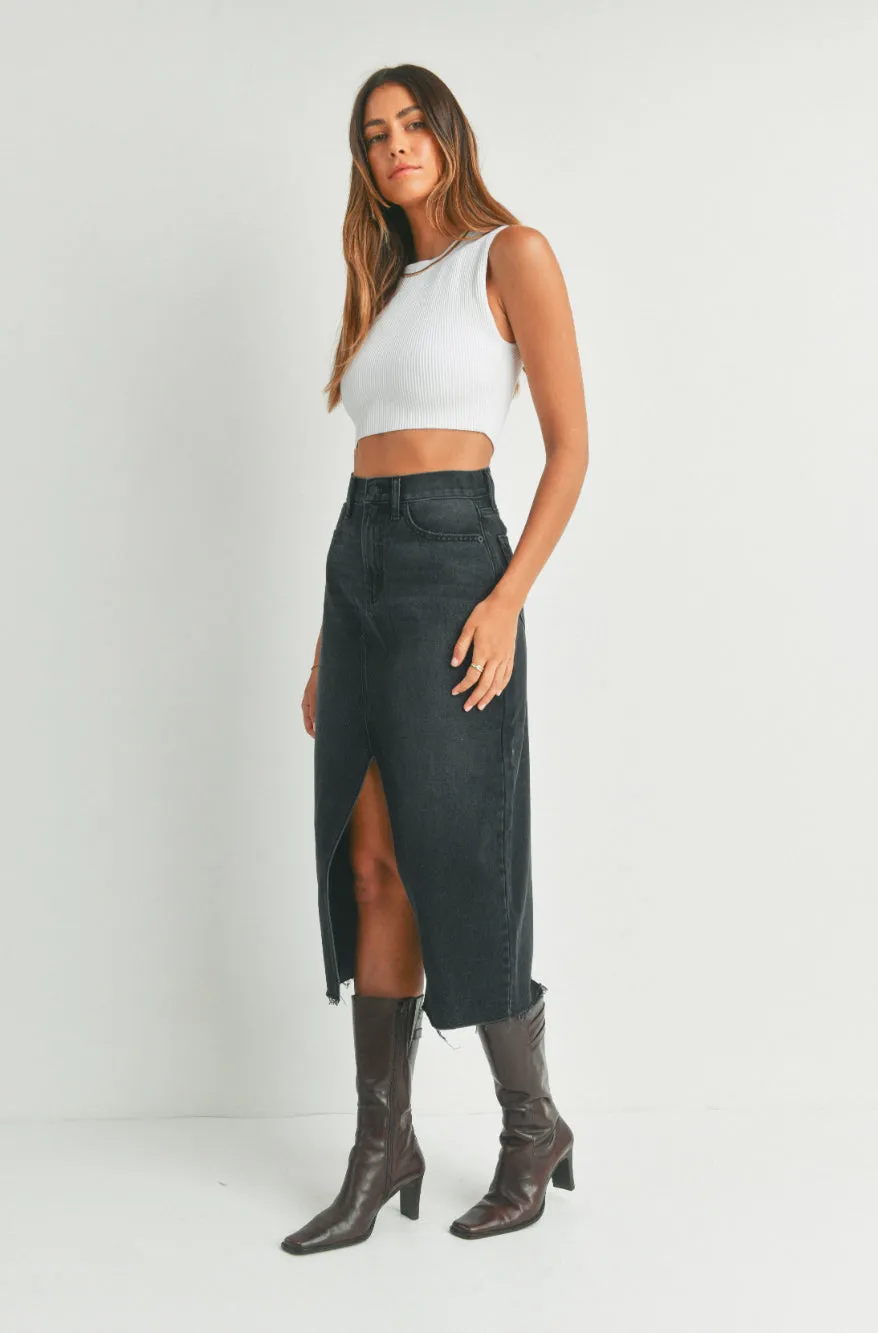 Open Slit Midi Skirt