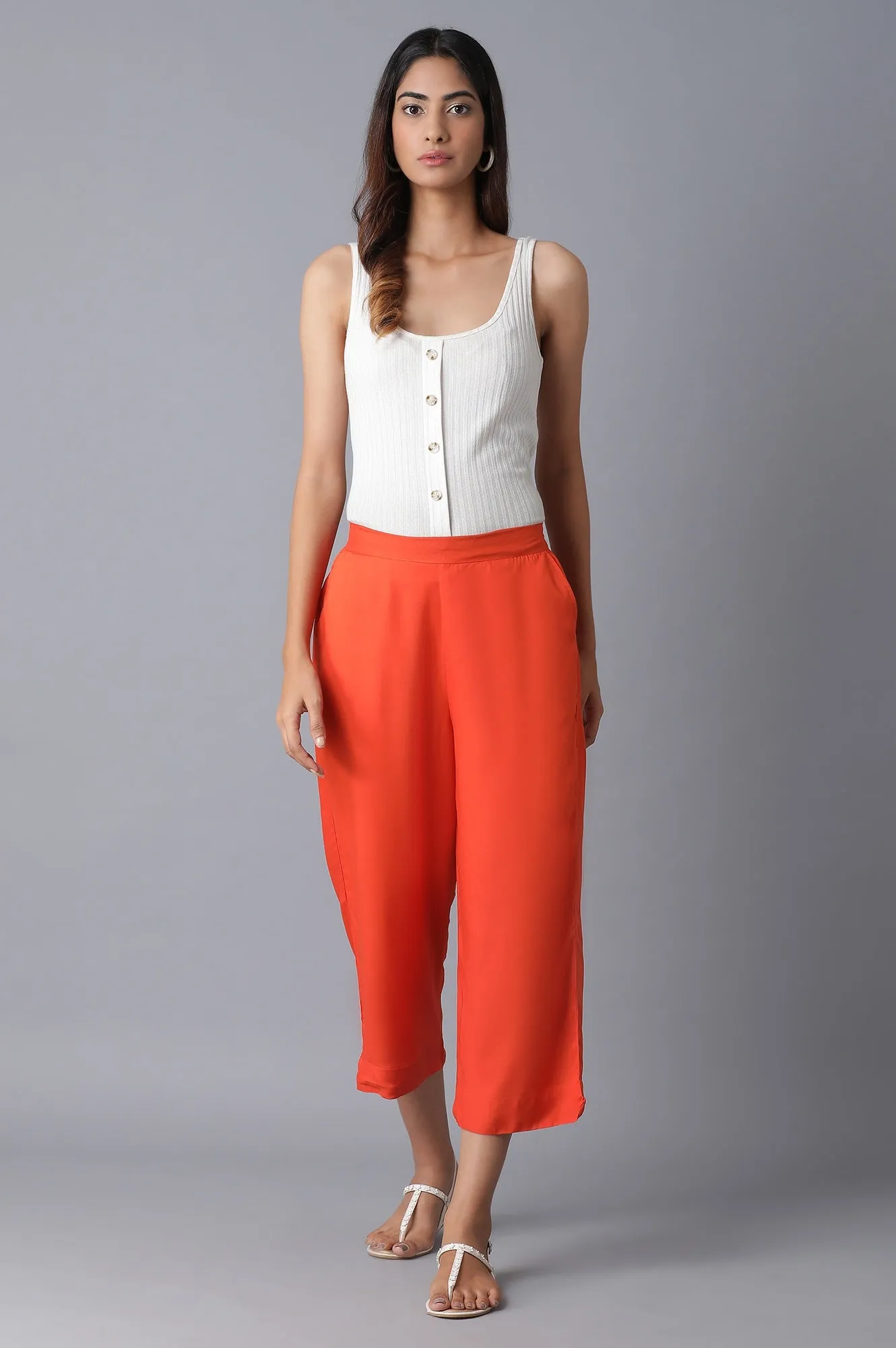 Orange Straight Culottes