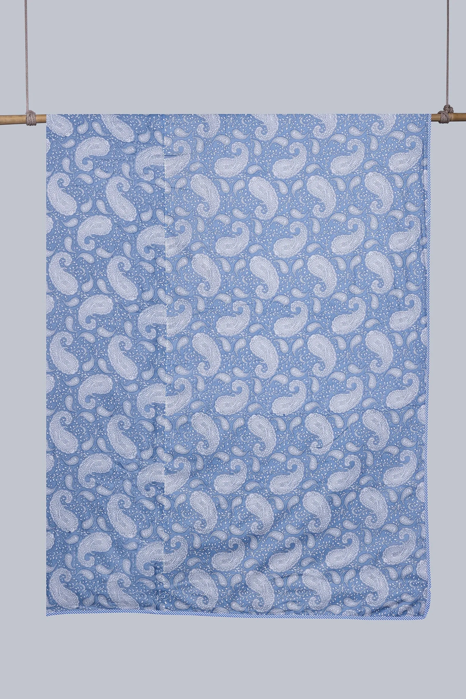 Paisely Blue Reversible Cotton Muslin Dohar