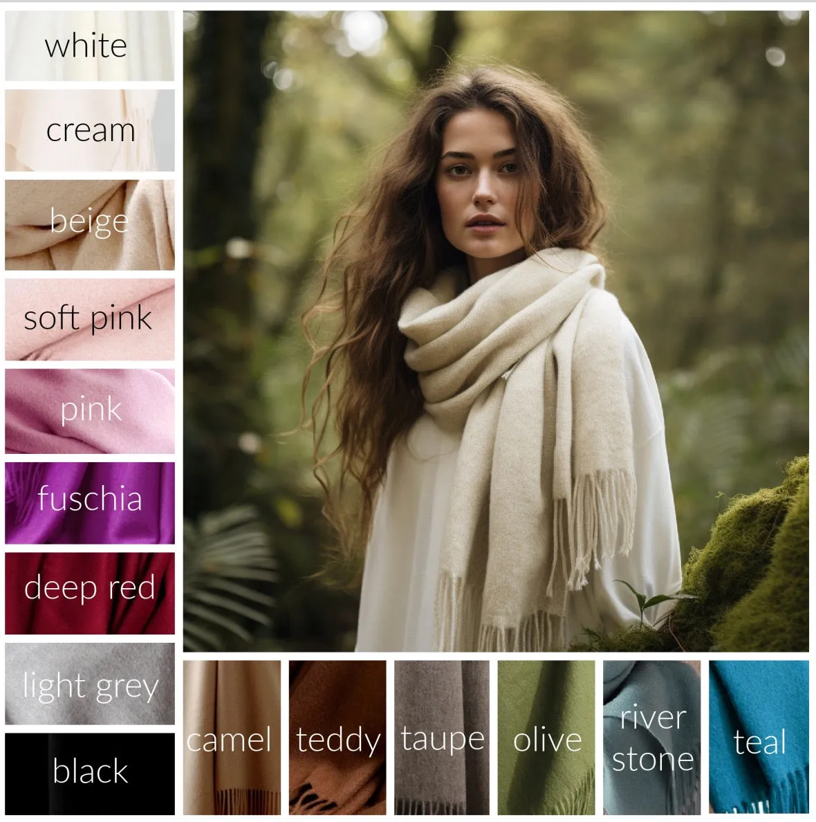 Pastel Mint Long Lambswool scarf | Pure Wool Shawl