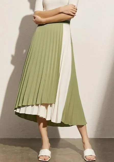 Patchwork Aline Pleated Wavy Skirt