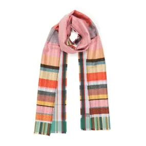Pink Multi-Stripe Silk Lambswool Scarf