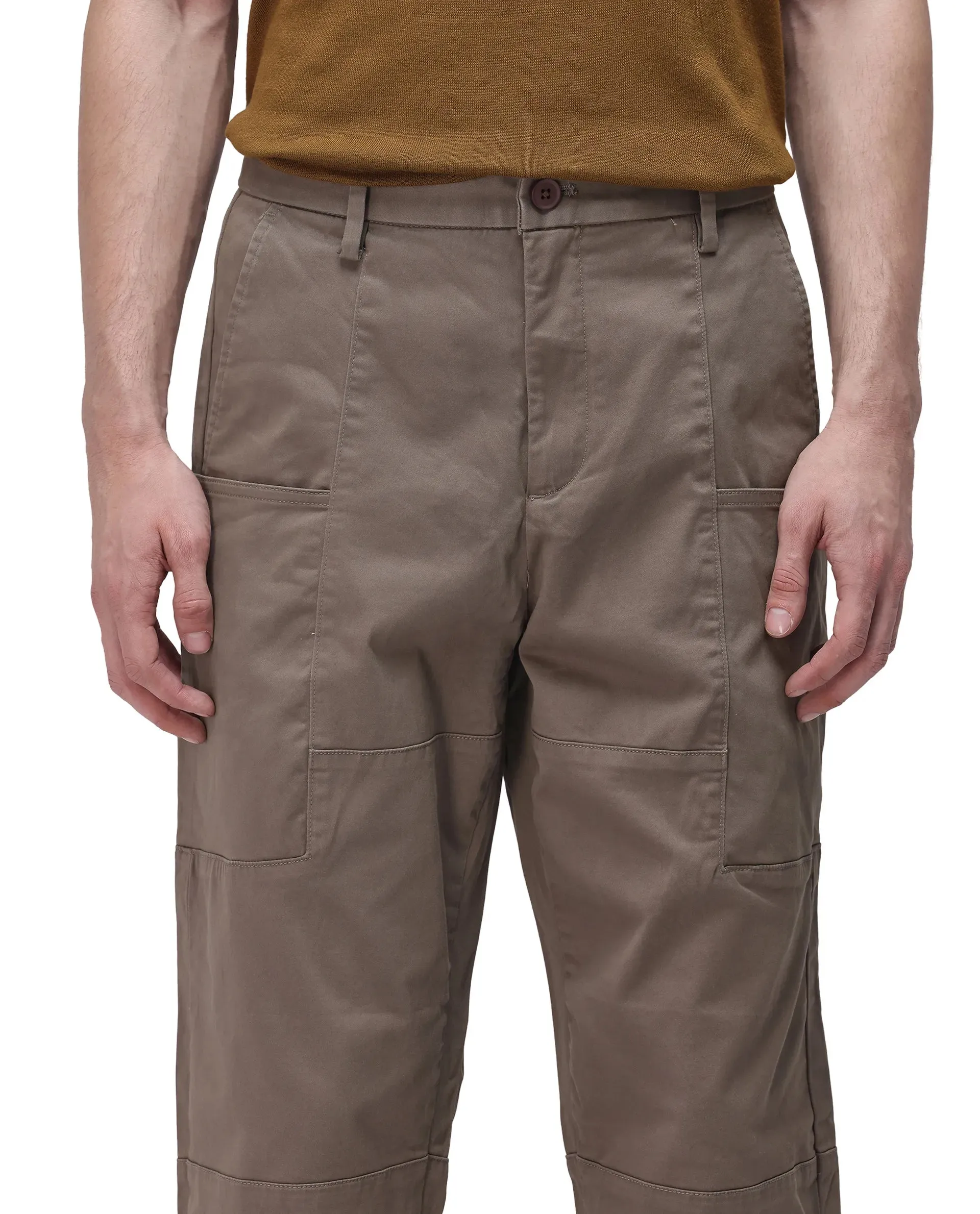 Rare Rabbit Men's Petro Dusky Olive Cotton Elastane Fabric Straight Fit Cargo Style Trouser