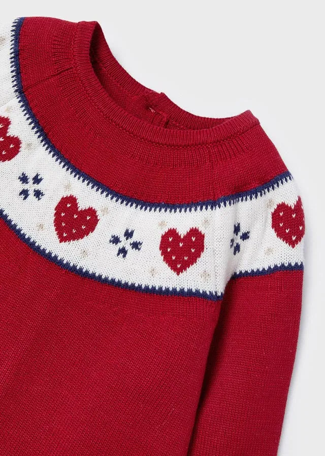 Red knit baby dress & hat