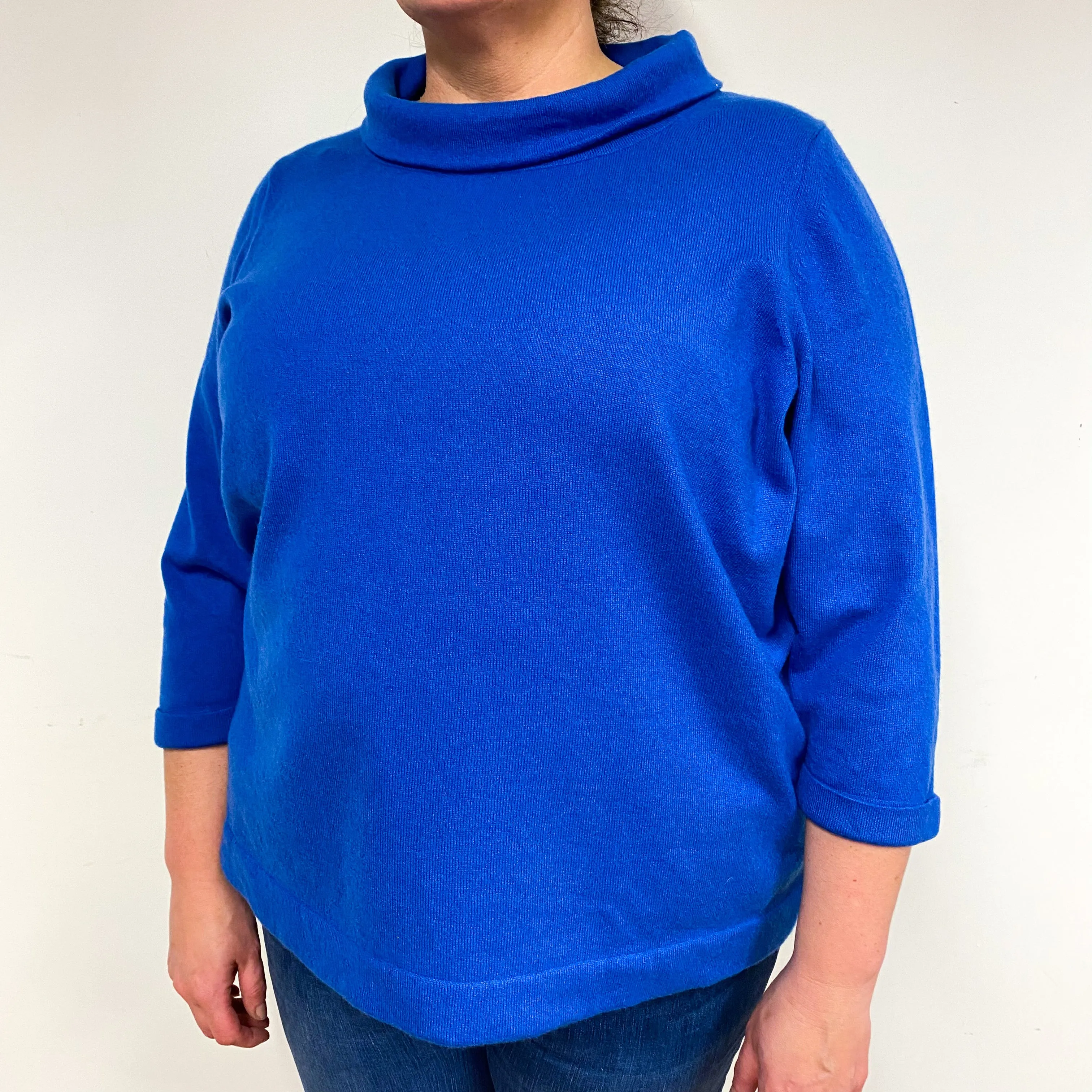 Royal Blue Cashmere Funnel Neck Jumper Extra Extra Large