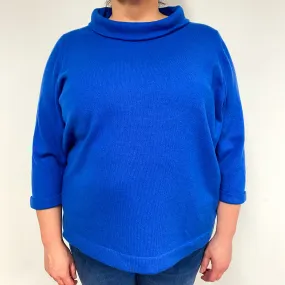 Royal Blue Cashmere Funnel Neck Jumper Extra Extra Large