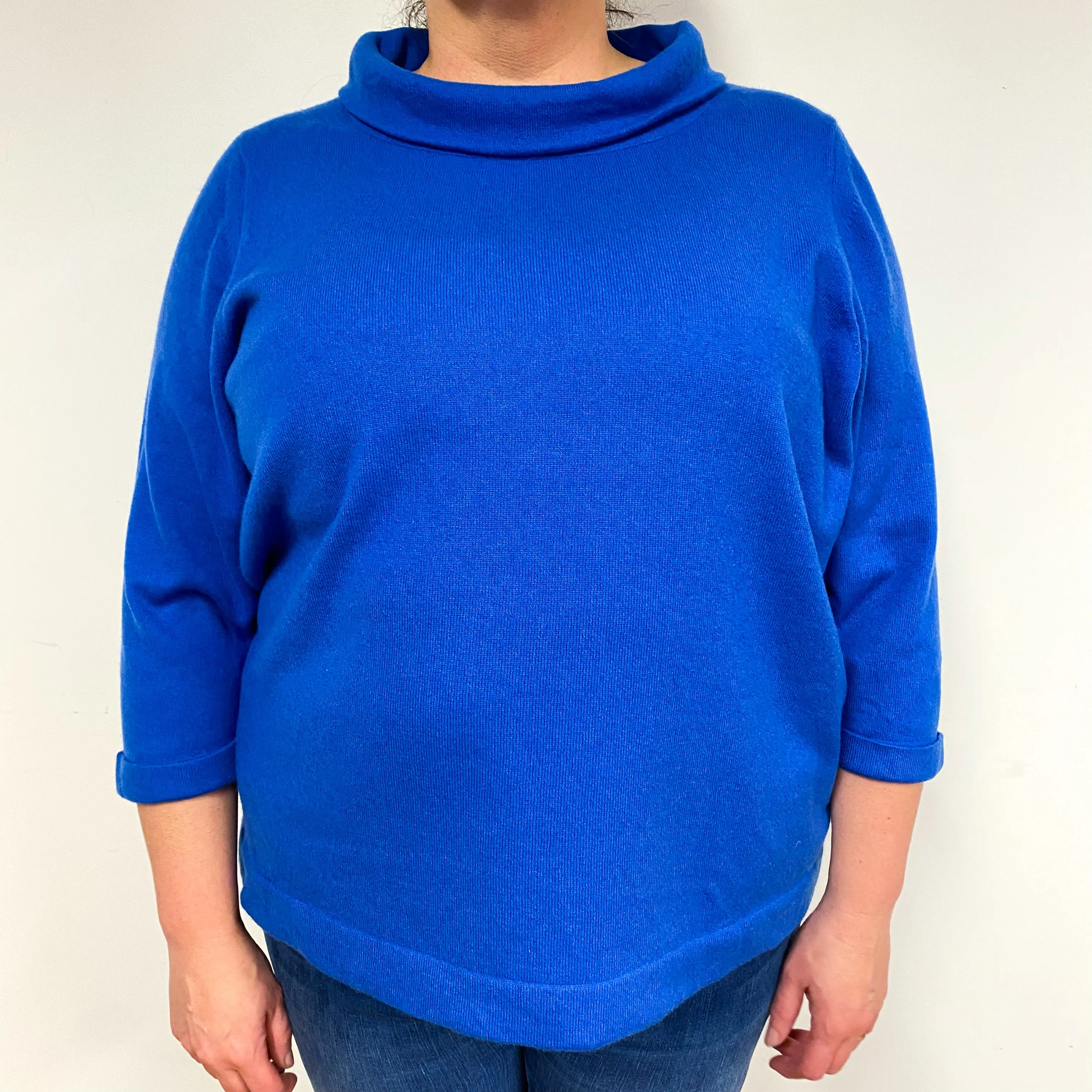 Royal Blue Cashmere Funnel Neck Jumper Extra Extra Large