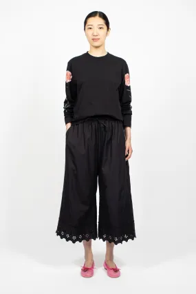 Ruffle Waist Trimmed Trouser Black