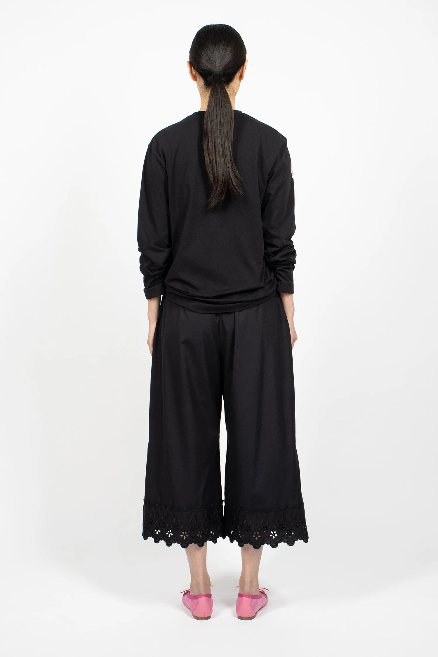Ruffle Waist Trimmed Trouser Black