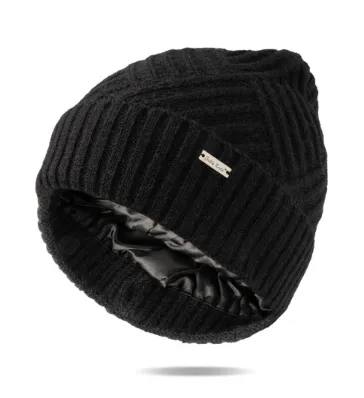 Satin-Lined Beanie Black
