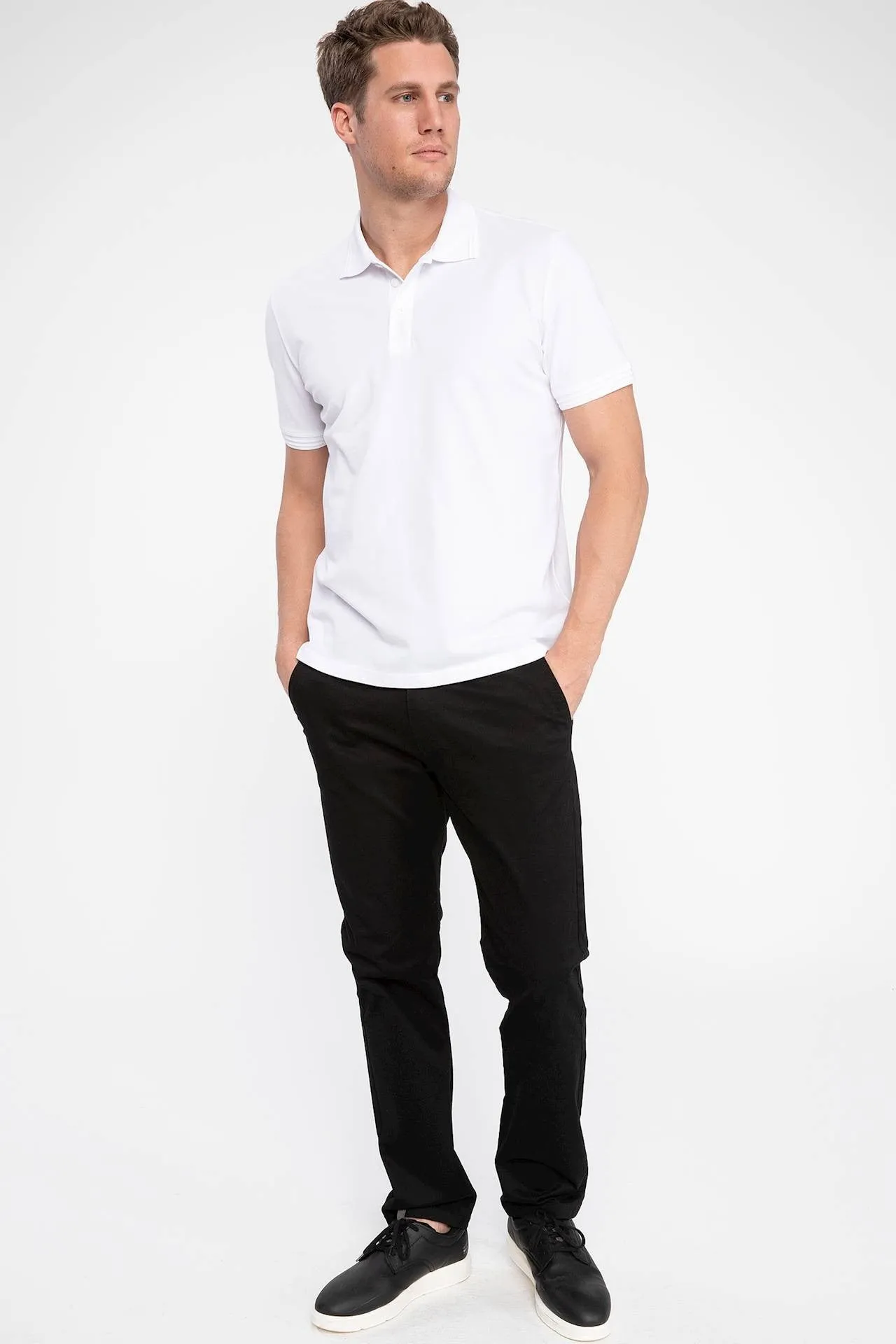 Sidiou Group Men's White Polo Neck Short Sleeves T-Shirt