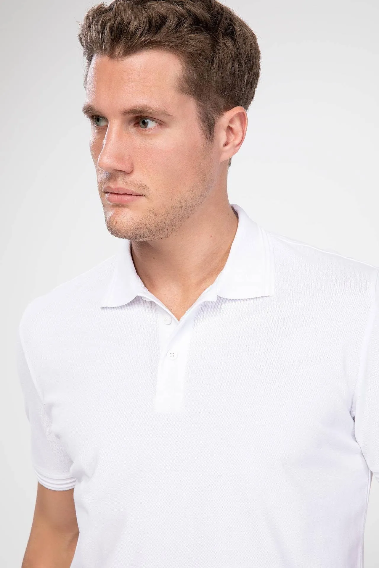 Sidiou Group Men's White Polo Neck Short Sleeves T-Shirt