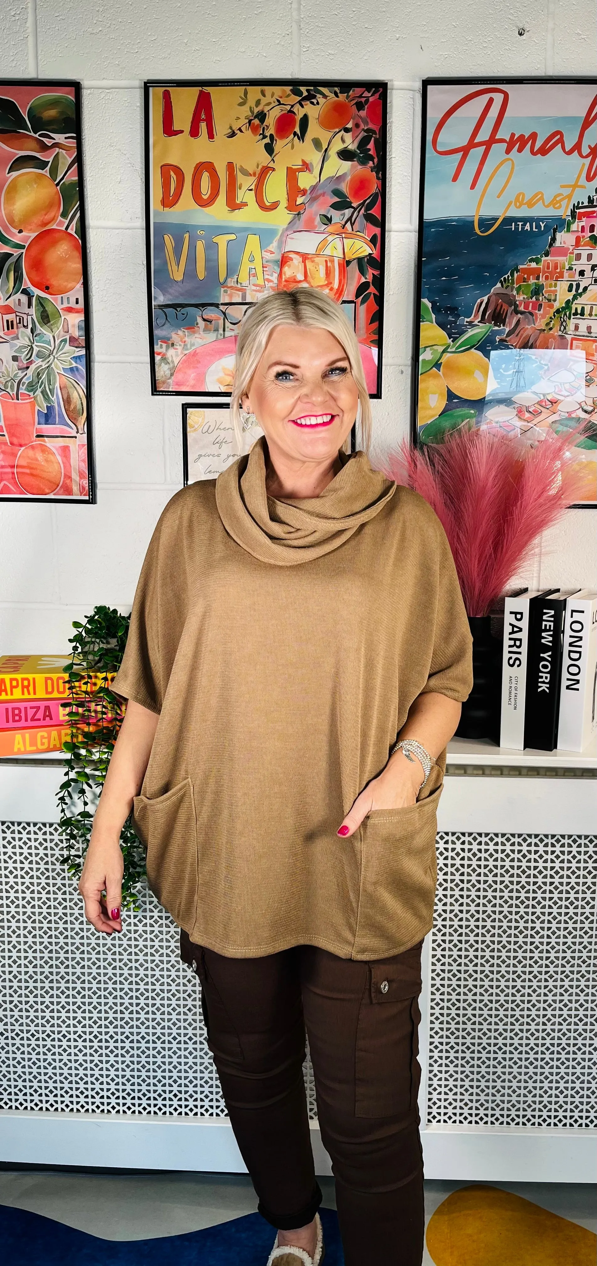 Sterling Cowl Neck Jumper - Caramel