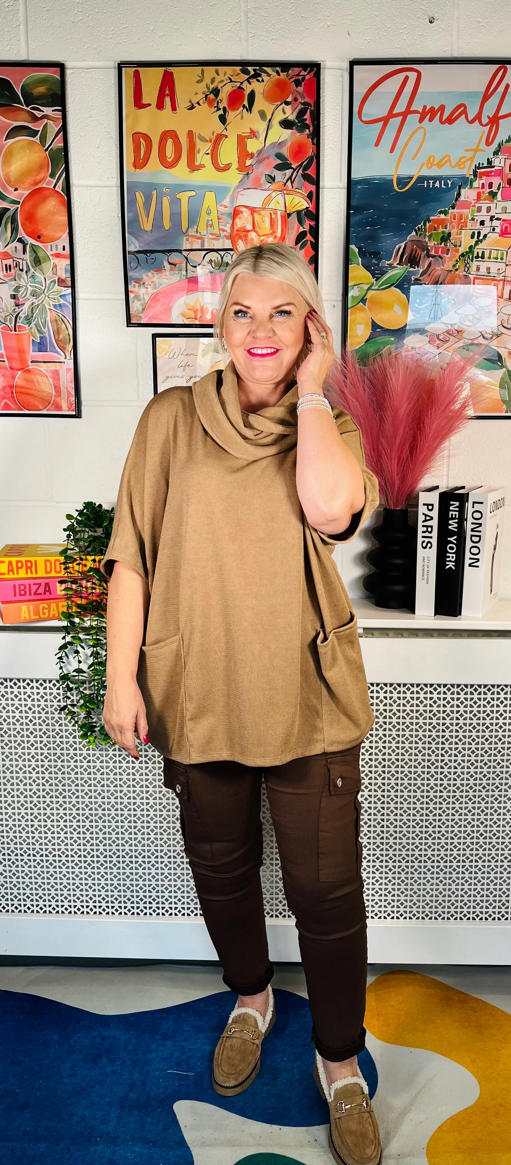 Sterling Cowl Neck Jumper - Caramel