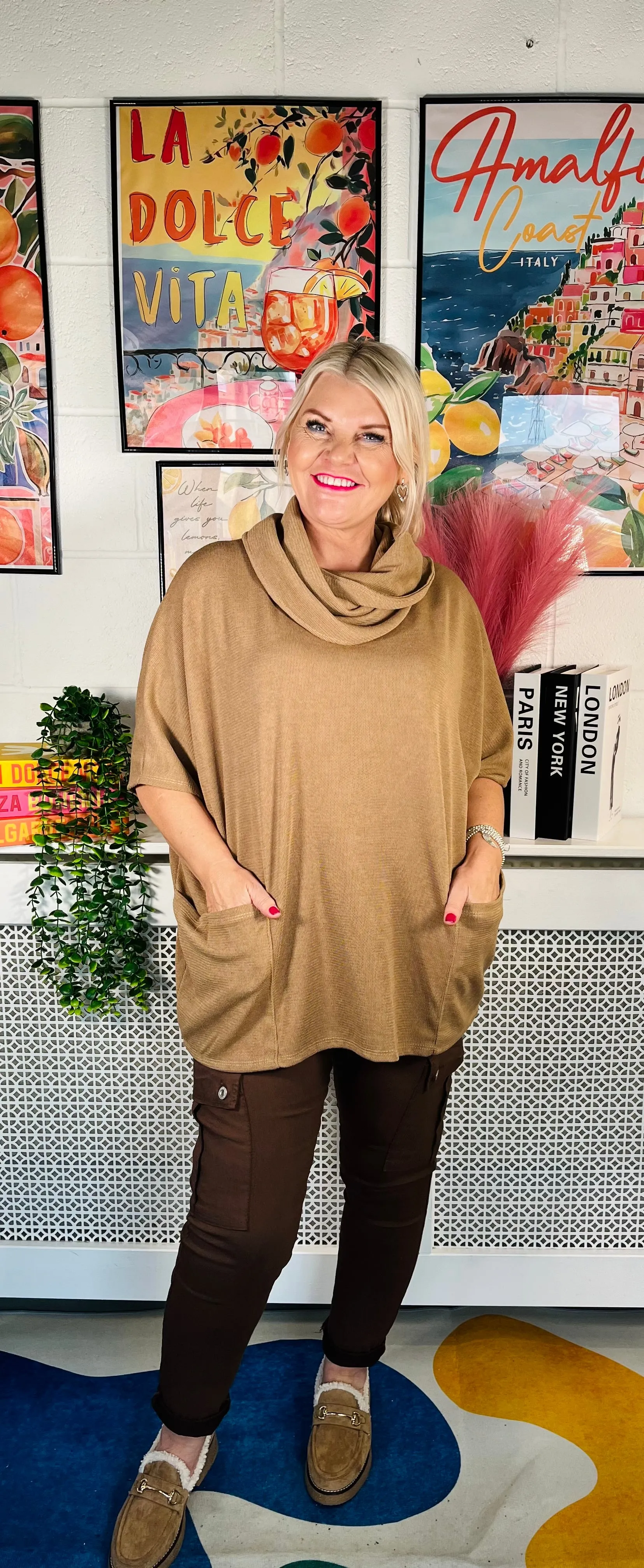 Sterling Cowl Neck Jumper - Caramel