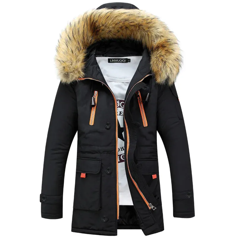 Thickening Parkas Men 2021 Winter Jacket Men's Coats Male Outerwear Fur Collar Casual Long Cotton Wadded Men Hooded Coat