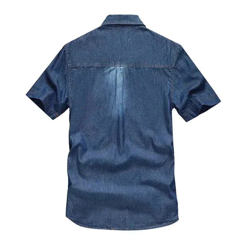 Versatile Denim Utility Short Sleeve Shirt