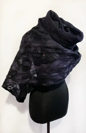 Violet and Black Organza & Wool Scarf
