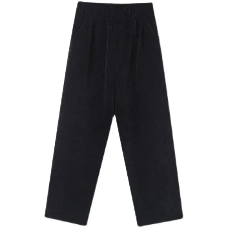 Wiaofellas  -  Thickened Men Chenille Velvet Jacquard Male Drawstring Pants Fashion Trendy Versatile Wide Leg Pants New Autumn Winter