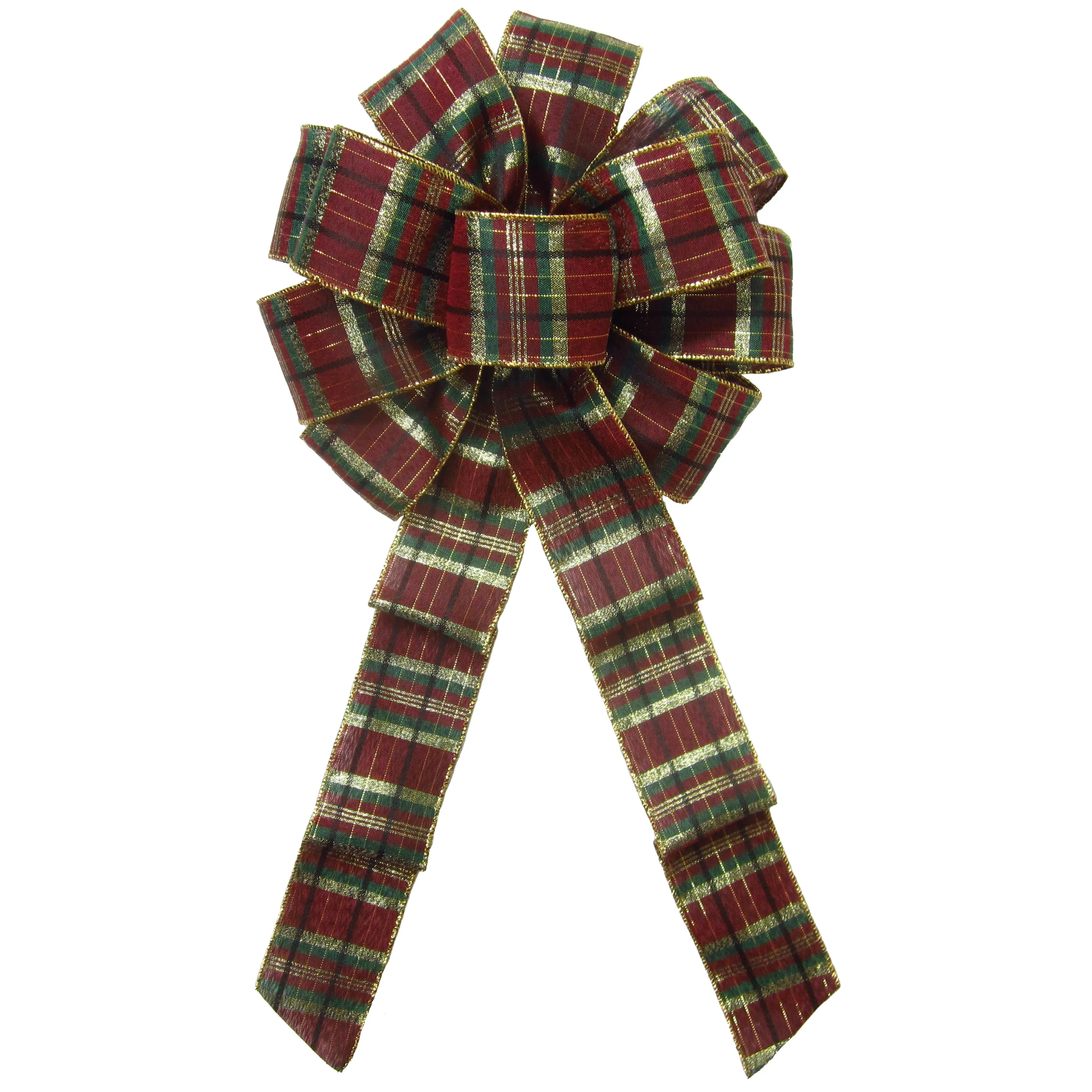 Wired Burgundy Plaid Bow (2.5"ribbon~10"Wx20"L)