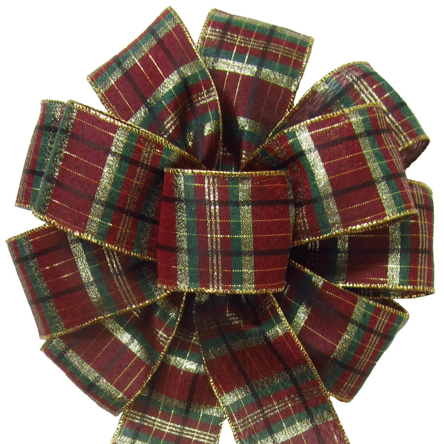 Wired Burgundy Plaid Bow (2.5"ribbon~10"Wx20"L)